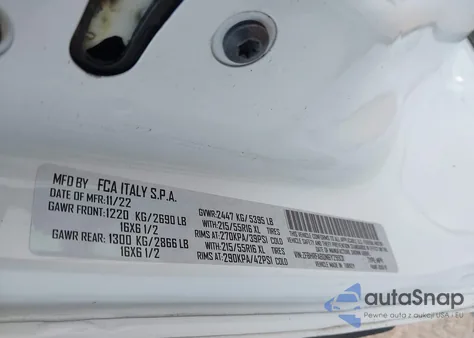 2022 Ram Promaster City Tradesman from USA, damaged, VIN ZFBHRFAB0N6Y29931